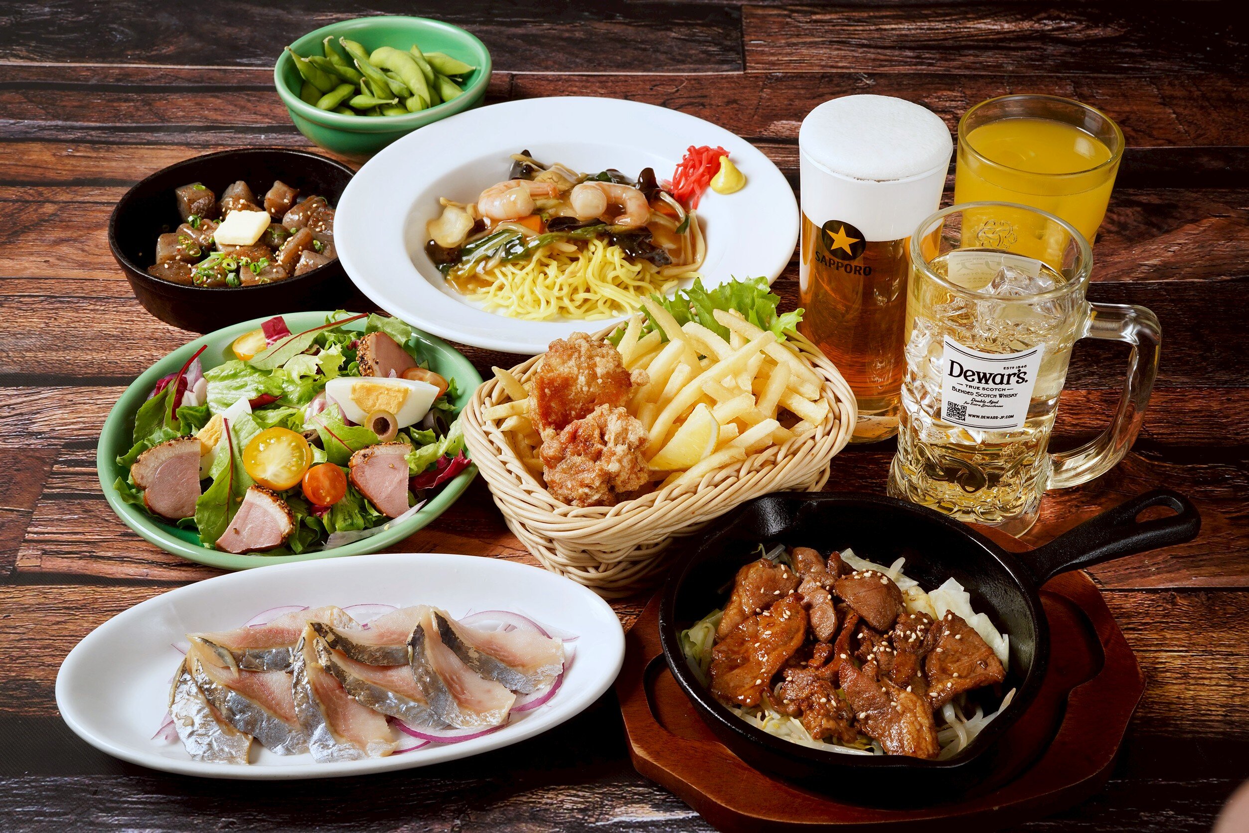 当日＆その場で注文ＯＫ　当店自慢の生ビールによく合う料理が8品も！これぞＴＨＥビヤホールプラン 『スタンダードプラン』　飲み放題120分付き　税込4,500円