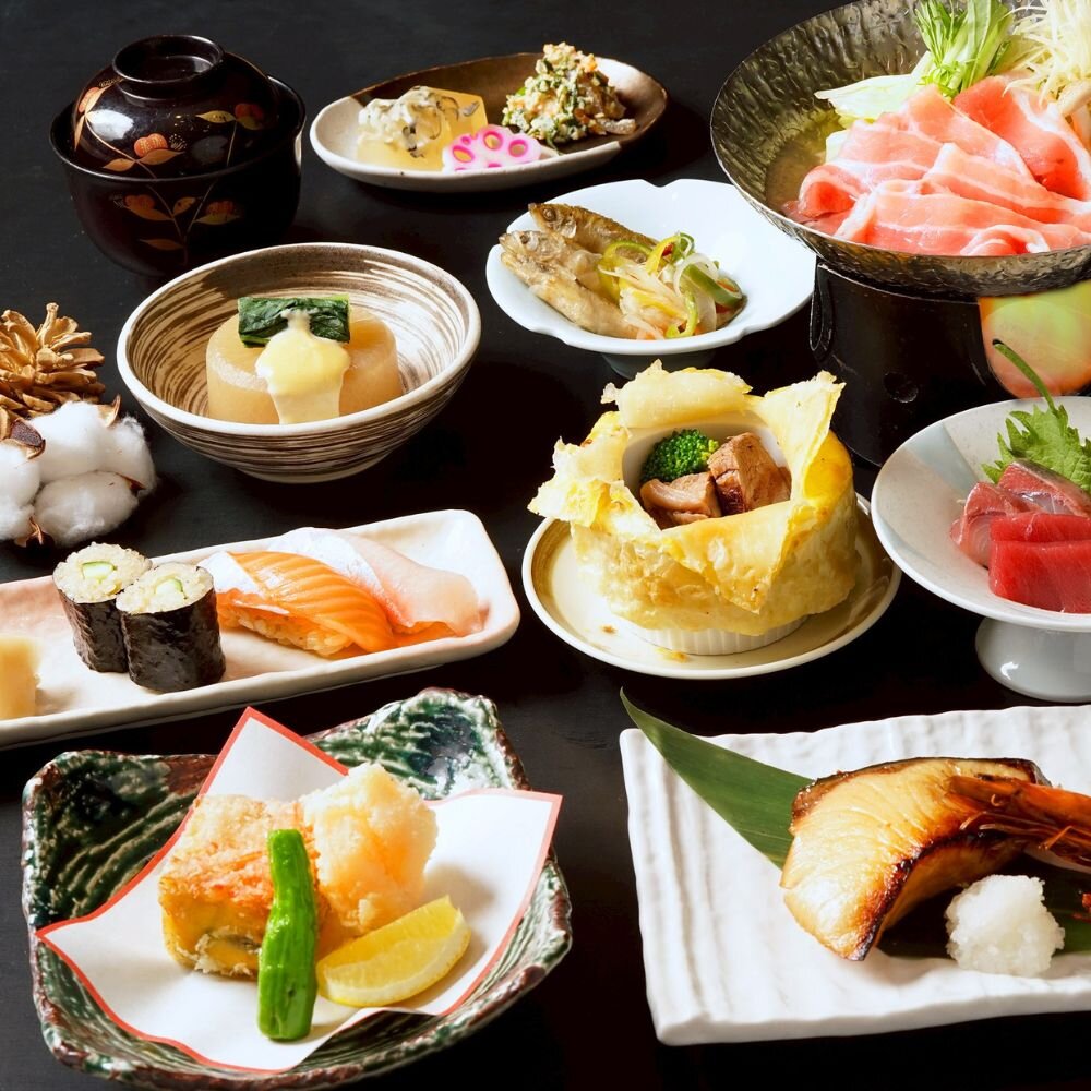 【120分飲み放題付き】花雅(はなびやび)コース■牛釜焼き/鰤/海老/北海道産豚他(全10品)